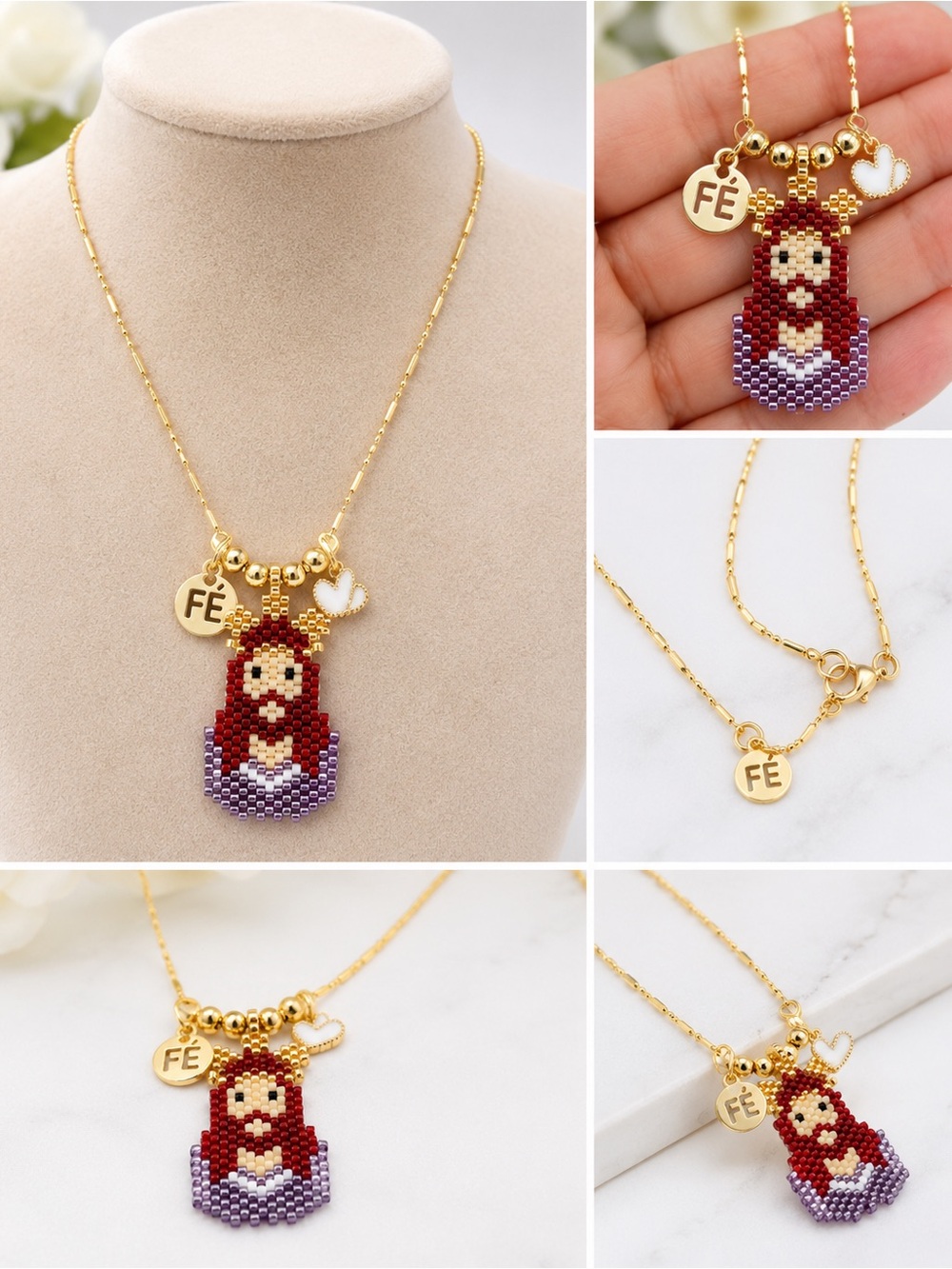 Jesus gold adjustable necklace